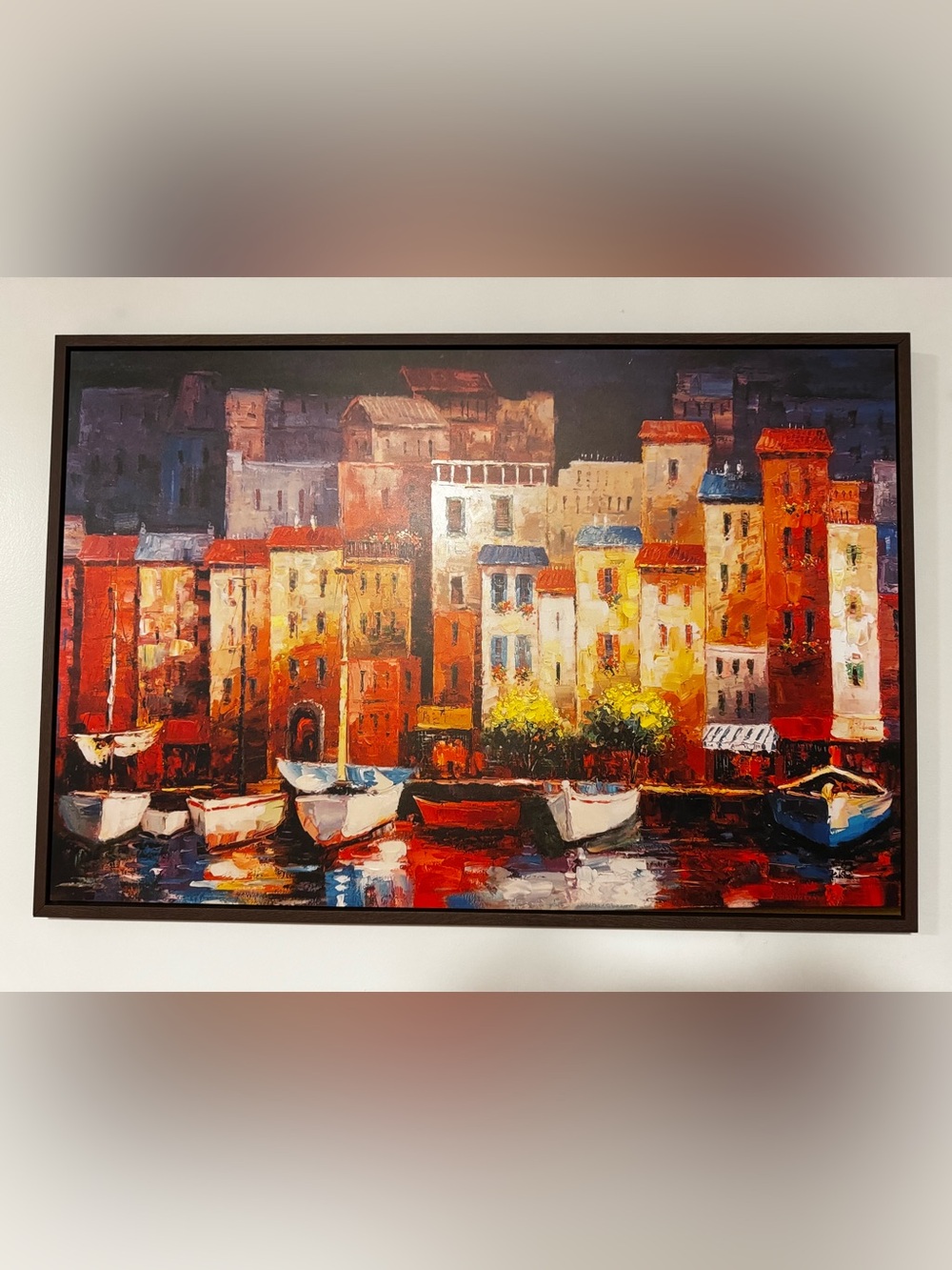 Colorful Harbor Mounted Walmart in Wallnut Frame 20x30 inches